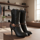 Brand New Women Bronze Color Metal Boot Chain 2PCS Bracelet Anklet Skeleton Skull Charm SET BC101