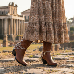 Brand New Women Silver Metal Boot Chain Bracelet Shoe Anklet Flowers Triangle Net Charm SET BC149