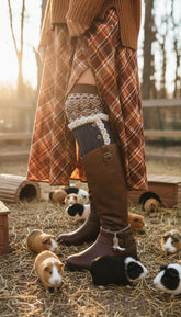 Brand New Women Boot Cover Toppers Pair Blue Winter Fabric Slip On White Crochet Buttons