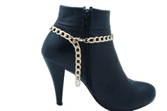 Brand New Women Gold Metal Boot Chain Bracelet Shoe Anklet Strong Arrow Charm SET BC140