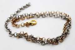 Brand New Women Gold + Silver Metal Boot Chain twisted Links Bracelet Shoe Anklet Charm SET BC161