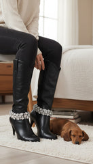 Brand New NEW Women Silver Metal Chain Boot Bracelet Anklet Shoe Flowers Charm Evening SET BC108