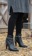 Brand New Women Silver Metal Chain Boot Bracelet Shoe Charm Back Side Tassel Fringes SET BC87