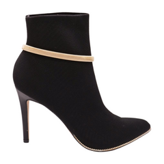 Brand New Women Gold Metal Boot Chain Bracelet Shoe Anklet Elastic Band Charm Classic SET BC103