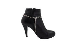 Brand New Women Silver Metal Chain Boot Bracelet Shoe Anklet Multi Cross Charm SET BC128