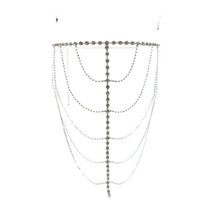 New Women Silver Metal Chain Wave High Waist Belt Rhinestones Size S M