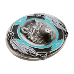 Men Western Belt Buckle Silver Metal Bear Hunter