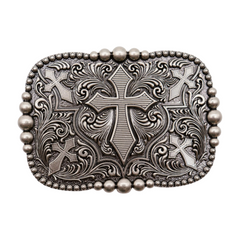 Men Women Belt Buckle Antique Silver Metal Western Cross