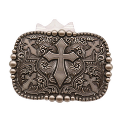 Men Women Belt Buckle Antique Silver Metal Western Cross
