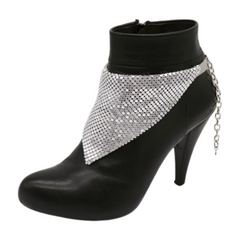 Women Silver Mesh Metal Bandana Style Boot Chain Bracelet