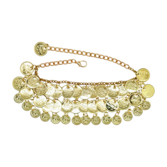 Women Gold Metal Chain Boot Bracelet Shoe Anklet Ethnic Coin Charms