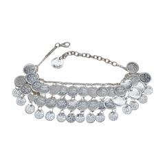 Women Boot Bracelet Silver Metal Chain Ethnic Coin Shoe Charm