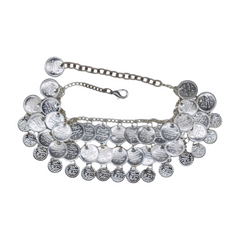 Women Boot Bracelet Silver Metal Chain Ethnic Coin Shoe Charm