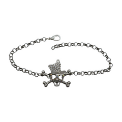 Brand New Women’s Silver Boot Chain Anklet Set – 2PCS Western Gothic Skull Charm Bracelets for Boots – Adjustable Shoe Bling Jewelry for Festival, Punk Rock, Rodeo, Handmade in USA – BC998