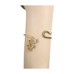 New Women Gold Color Metal Upper Arm Cuff Bracelet Cobra Snake Wrap Around Jewelry