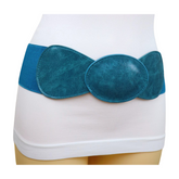 Women Turquoise Blue Elastic Fashion Belt Hip High Waist Oval Buckle M L