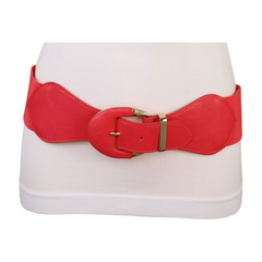 New Women Coral Elastic Waistband Fashion Belt Hip High Waist Oval Buckle Fit Size S M