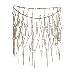 New Women Silver Metal Chain Circle Rings Skirt Belt High Waist S M