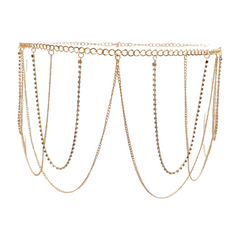 Gold Metal Chain Waves Belt Silver Bling S M