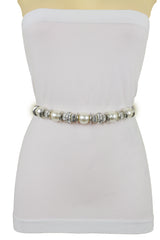 Silver Metal Chain Beaded Belt Bling Size S M L