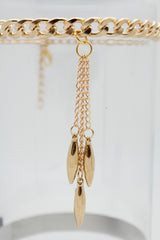 Brand New Women Gold Metal Boot Chain Bracelet Shoe Anklet Long Dangle Fringe Tassel Charm SET BC203
