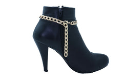 Brand New Women Gold Metal 2 Boot Chain Bracelets Shoe Bling Sun Flower Charm Handmade USA SET BC104