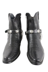 Native American Indian Black Faux Leather Boot Straps (Pair)