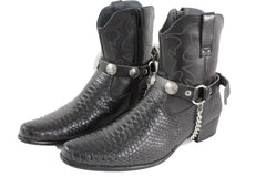 Native American Indian Black Faux Leather Boot Straps (Pair)