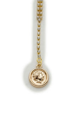 Handmade Gold Tone Coin Rhinestone Back Pendant Keepsake Necklace Add On WN82