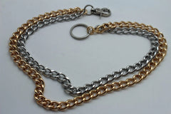 Brand New Men’s Men Biker Wallet Chain Gold Silver Two Tone Big Links Long Metal Key Chain 23 Inch M25