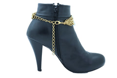 Brand New Women Antique Gold Metal Boot Chain Bracelet Shoe Anklet Multi Wave Strands Charm SET BC162