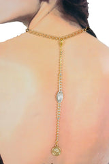 Handmade Gold Tone Coin Rhinestone Back Pendant Keepsake Necklace Add On WN82