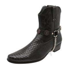 Shotgun Shell Black Faux Leather Boot Straps (Pair)