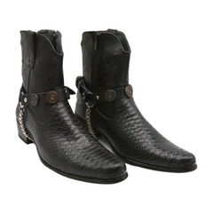 Shotgun Shell Black Faux Leather Boot Straps (Pair)