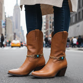 Brand New Women Antique Gold Metal Boot Chain Bracelet Shoe Anklet Turquoise Bead Ethnic Charm SET BC295