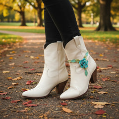 Brand New Women Silver Metal Boot Chain Bracelet Shoe Anklet Elegant Blue Flower Bling Charm SET BC229