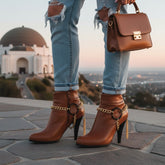 Brand New Women Gold Metal Boot Chain Bracelet Shoe Anklet Black Circle Rings Under Charms SET BC192