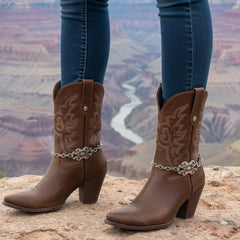 Brand New Women Silver Metal Boot Chain Bracelet Shoe Anklet Ethnic Charm SET BC251