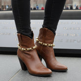 Brand New Women Gold Metal Boot Chain Bracelet Shoe Anklet Skull Charms SET BC300