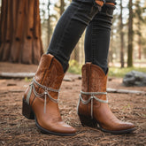 Brand New Women Silver Metal Boot Chain Bracelet Shoe Anklet Long Fringes Tassel + Waves Charm SET BC195