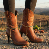 Brand New Women Gold Metal Boot Chain Bracelet Shoe Anklet Long Dangle Fringe Tassel Charm SET BC203