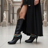 Brand New Women Gold Metal Boot Chain Bracelet Shoe Anklet Turquoise Blue Beads Ball Charms SET BC277
