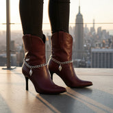 Brand New Women Silver Metal Boot Chain Bracelet Shoe Anklet Bling Bean Leaf Charm SET BC303