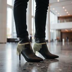 Brand New Women Gold Metal Boot Chain Bracelet Shoe Anklet Bling Mint Beads Fringes Dangle Charm SET BC302