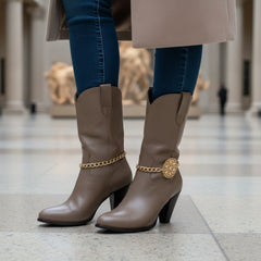 Brand New Women Gold Metal Boot Chain Bracelet Shoe Anklet Love Heart Medallion Charm SET BC294