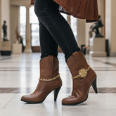 Brand New Women Gold Metal Boot Chain Bracelet Shoe Anklet Love Heart Medallion Charm SET BC294