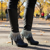 Brand New Women Silver Metal Boot Chain Bracelet Shoe Anklet Long Waved Charms SET BC293