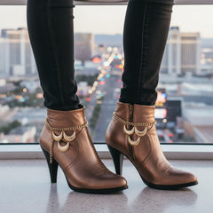 Brand New Women Gold Metal Boot Chain Bracelet Shoe Anklet Moon Charm SET BC189