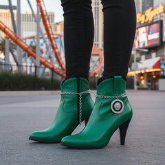 Brand New Women Silver Metal Boot Chain Bracelet Shoe Anklet Lion Head Medallion Coin Charm SET BC180