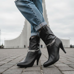 Brand New Women Silver Metal Boot Chain Bracelet Shoe Anklet DOPE Charm SET BC175